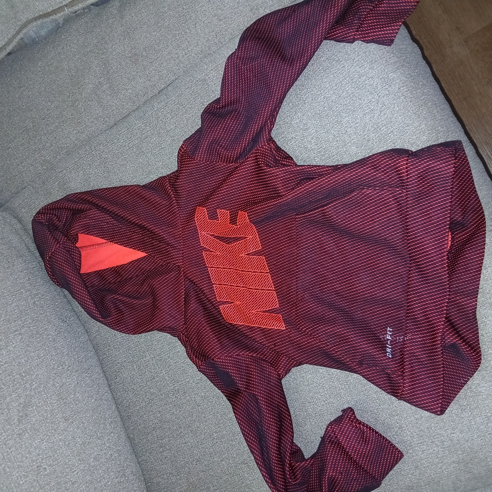 Nike Red and Black Striped Hoodie